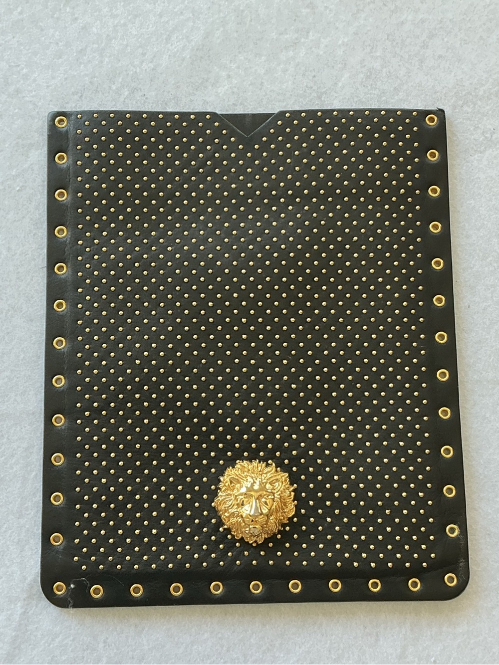 Versace Medusa iPad Sleeve Black Gold Studded Leather‎